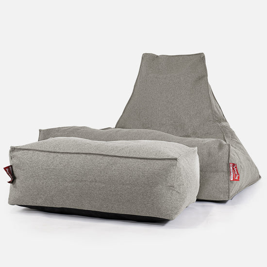 Pouf Fauteuil Relax - Interalli Laine Argent 02