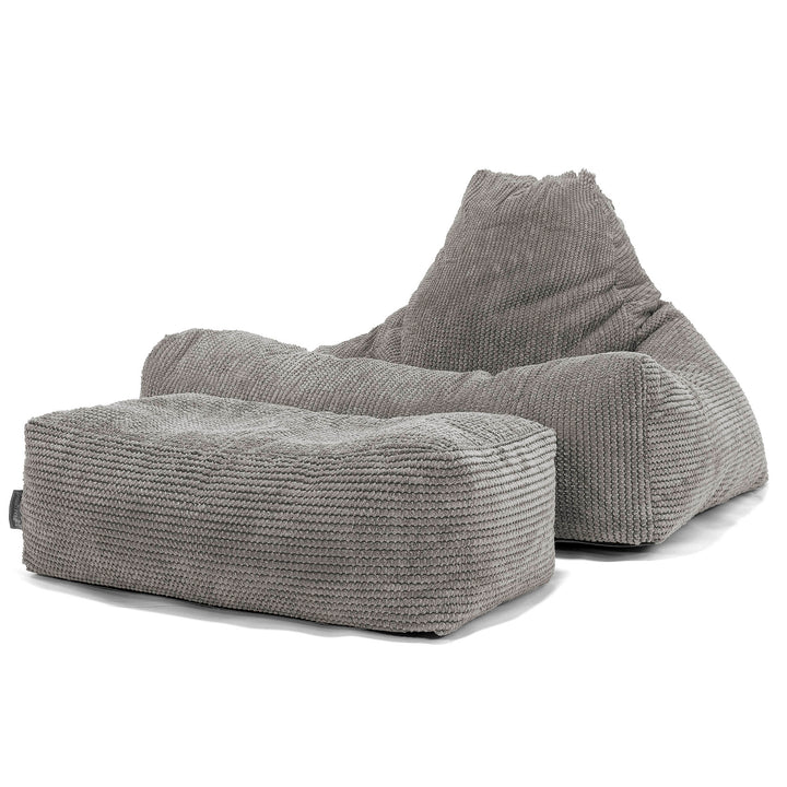 Pouf Fauteuil Relax - Velours Côtelé Gaufré Anthracite 02