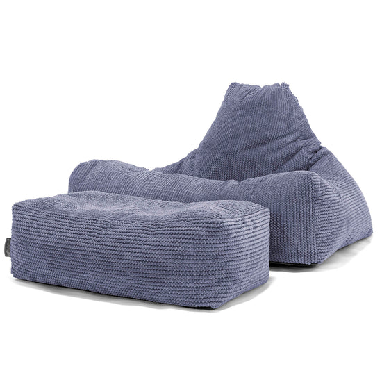 Pouf Fauteuil Relax - Velours Côtelé Gaufré Violet 02
