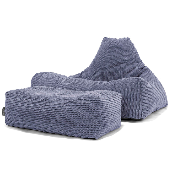 Pouf Fauteuil Relax - Velours Côtelé Gaufré Violet 02