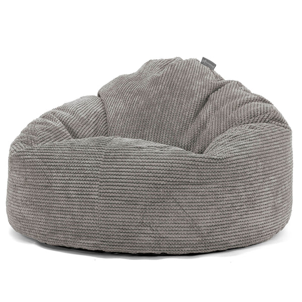 Pouf Géant Câlinou pour Enfants 3-8 ans - Velours Côtelé Gaufré Anthracite 01