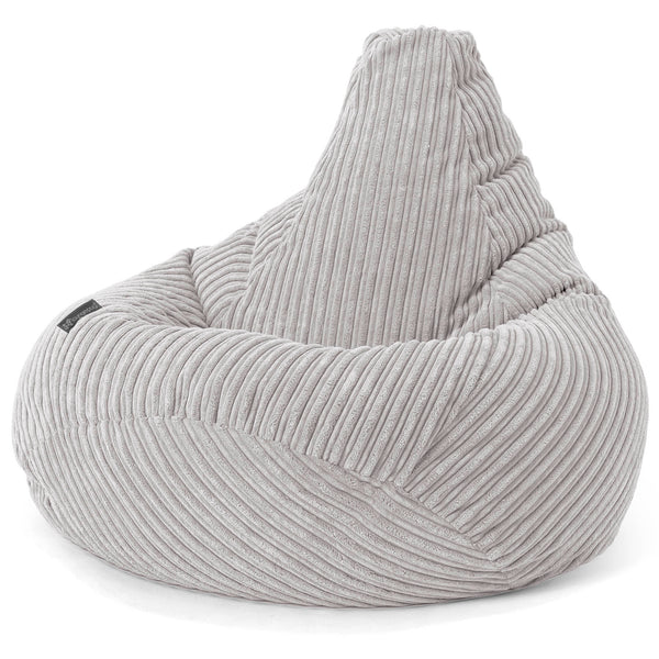 Pouf Poire Gamer - Côtelé Gris Argent 01
