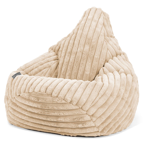 Pouf Poire Gamer - Velours Côtelé Ultra Pelucheux Crème 01