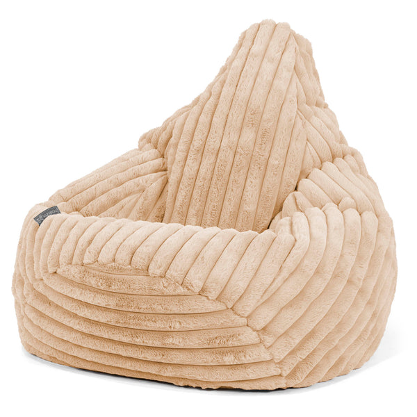 Pouf Poire Gamer - Velours Côtelé Ultra Pelucheux Pêche 01