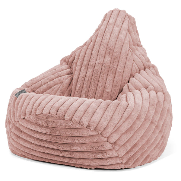 Pouf Poire Gamer - Velours Côtelé Ultra Pelucheux Rose Pastel 01