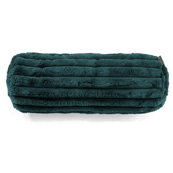 Housse de Traversin 20 x 55cm - Velours Côtelé Ultra Pelucheux Bleu Canard 01