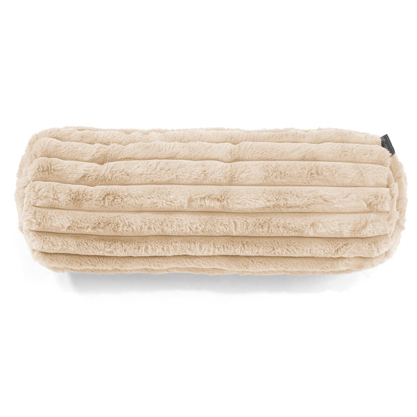Housse de Traversin 20 x 55cm - Velours Côtelé Ultra Pelucheux Crème 01