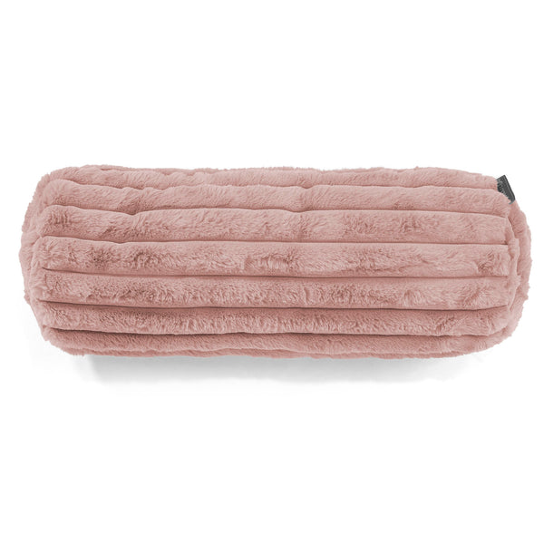Housse de Traversin 20 x 55cm - Velours Côtelé Ultra Pelucheux Rose Pastel 01