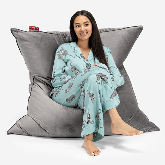 Pouf Fauteuil Design - Côtelé Gris Acier 3097