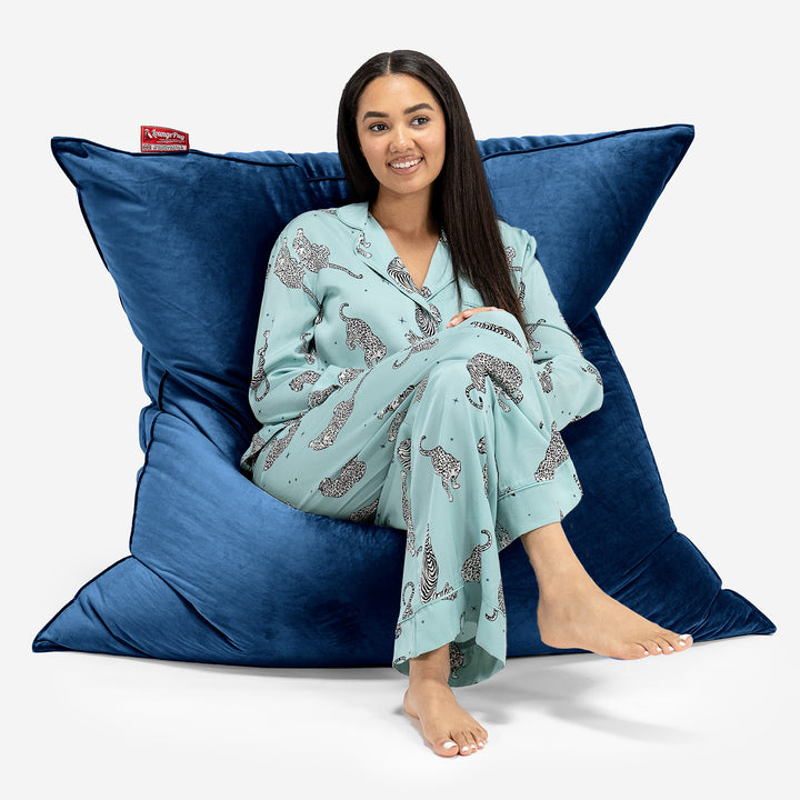 Pouf Fauteuil Design - Côtelé Gris Acier 4074