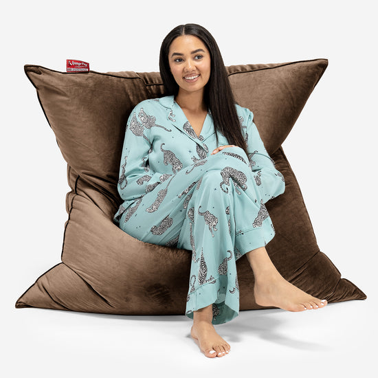 Pouf Fauteuil Design - Côtelé Gris Acier 3076