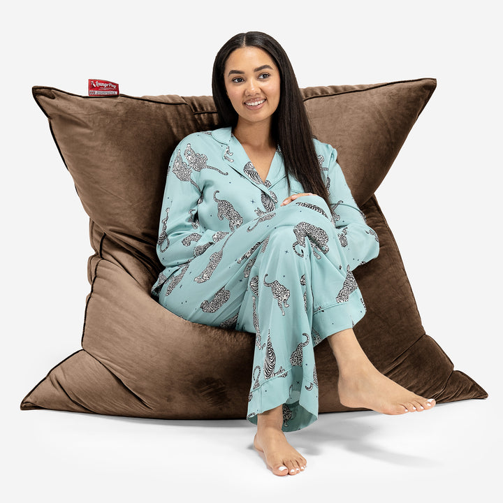 Pouf Fauteuil Design - Côtelé Gris Acier 3076